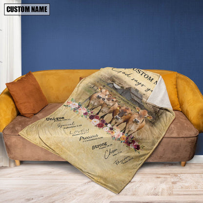 God Says You Are Personalized Name Jersey Blanket, Farm Blanket, Farm Animal Blanket