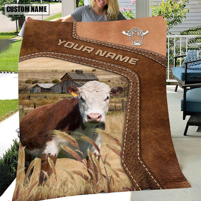 Big Custom Name Hereford Blanket, Farm Blanket, Farm Animal Blanket