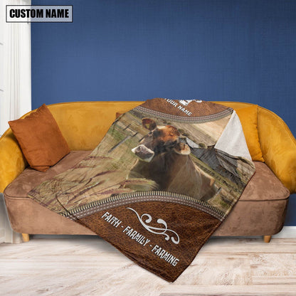 Personalized Name Jersey Faith Family Farming Blanket, Farm Blanket, Farm Animal Blanket