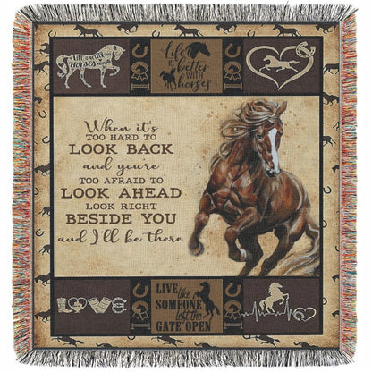 Look Ahead Horse All Over Printed 3D Woven Blanket, Farm Blanket, Farm Animal Blanket