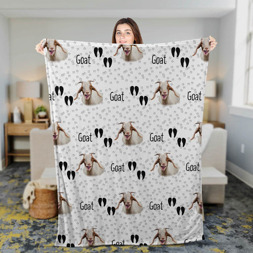 Goat Happy Pattern Blanket, Farm Blanket, Farm Animal Blanket