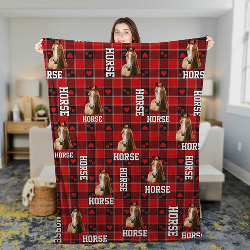 Horse Cow Pattern Hoodie Blanket, Farm Blanket, Farm Animal Blanket