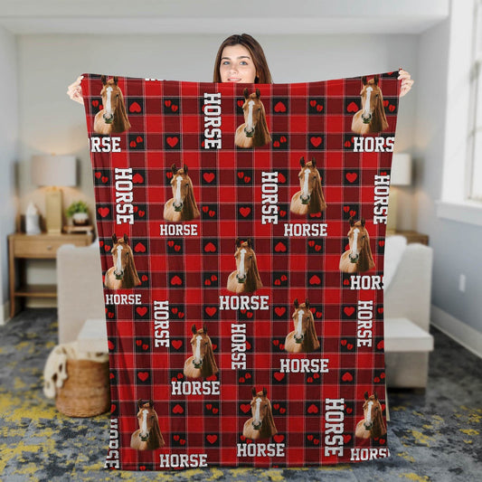 Horse Cow Pattern Hoodie Blanket, Farm Blanket, Farm Animal Blanket
