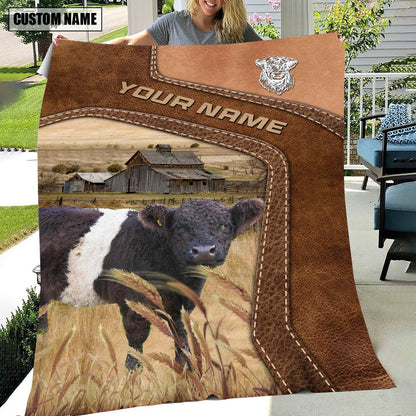 Big Custom Name Belted Galloway Blanket, Farm Blanket, Farm Animal Blanket