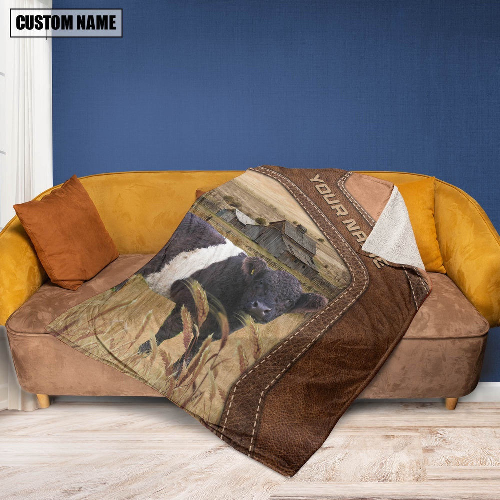 Big Custom Name Belted Galloway Blanket, Farm Blanket, Farm Animal Blanket