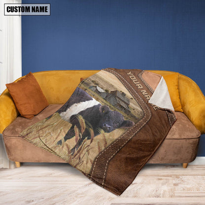 Big Custom Name Belted Galloway Blanket, Farm Blanket, Farm Animal Blanket
