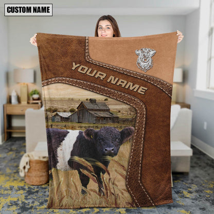 Big Custom Name Belted Galloway Blanket, Farm Blanket, Farm Animal Blanket