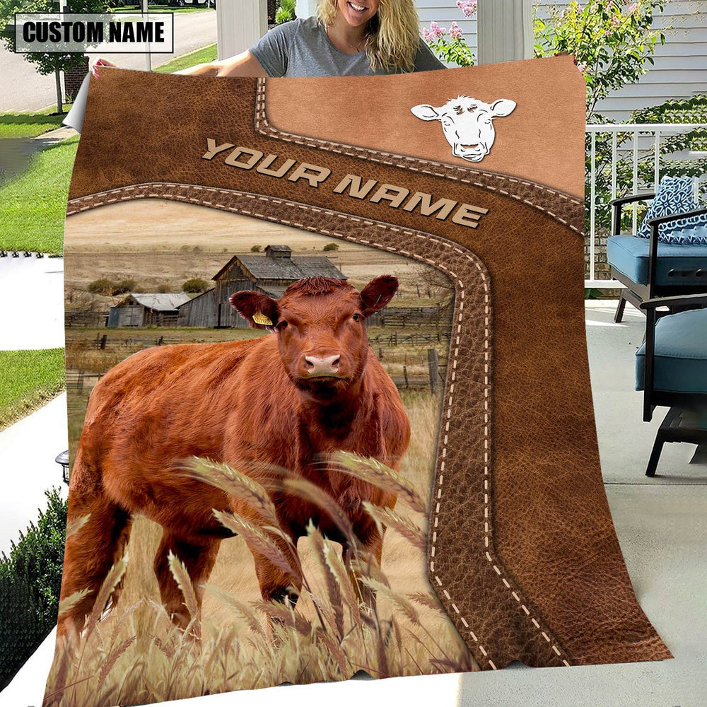 Big Custom Name Red Angus Blanket, Farm Blanket, Farm Animal Blanket