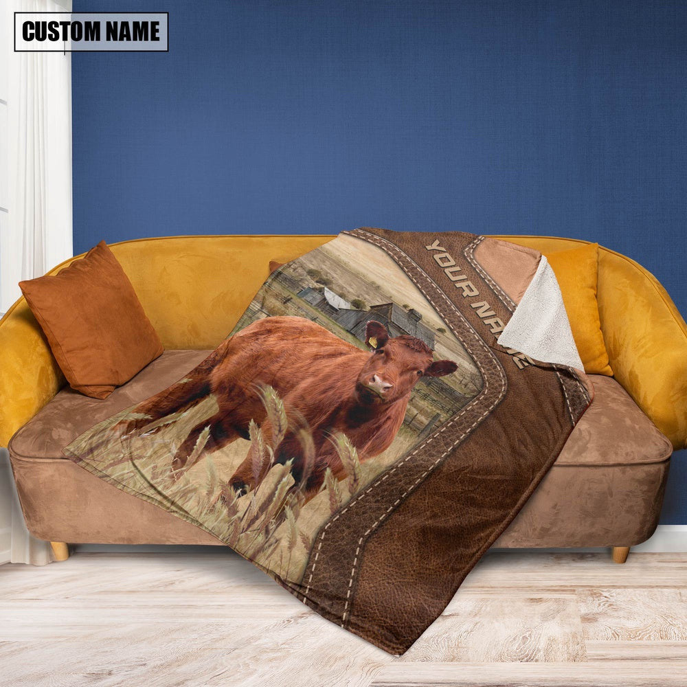 Big Custom Name Red Angus Blanket, Farm Blanket, Farm Animal Blanket