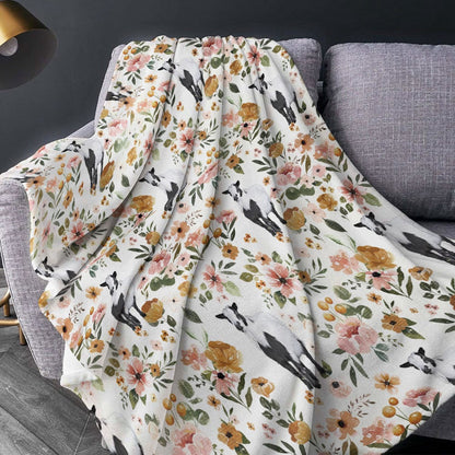 Tennessee Fainting Goat Floral Pattern Blanket, Farm Blanket, Farm Animal Blanket