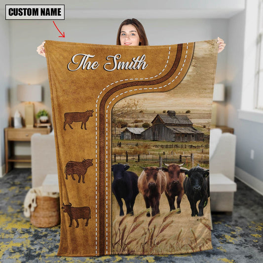 Personalized Dexter Cattle In Field Farmhouse Blanket, Farm Blanket, Farm Animal Blanket