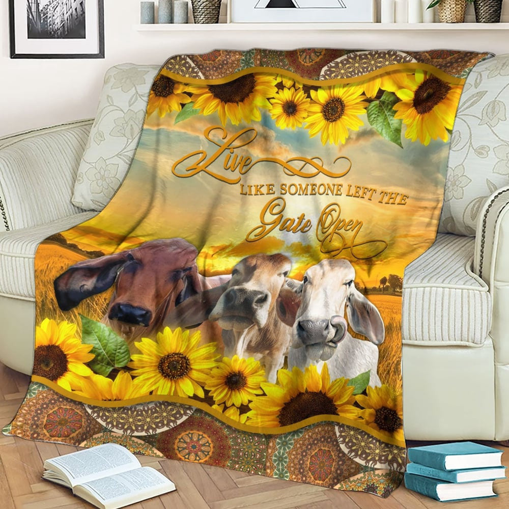 Brahman Live Like Someone Left The Gate Open Blanket, Farm Blanket, Farm Animal Blanket