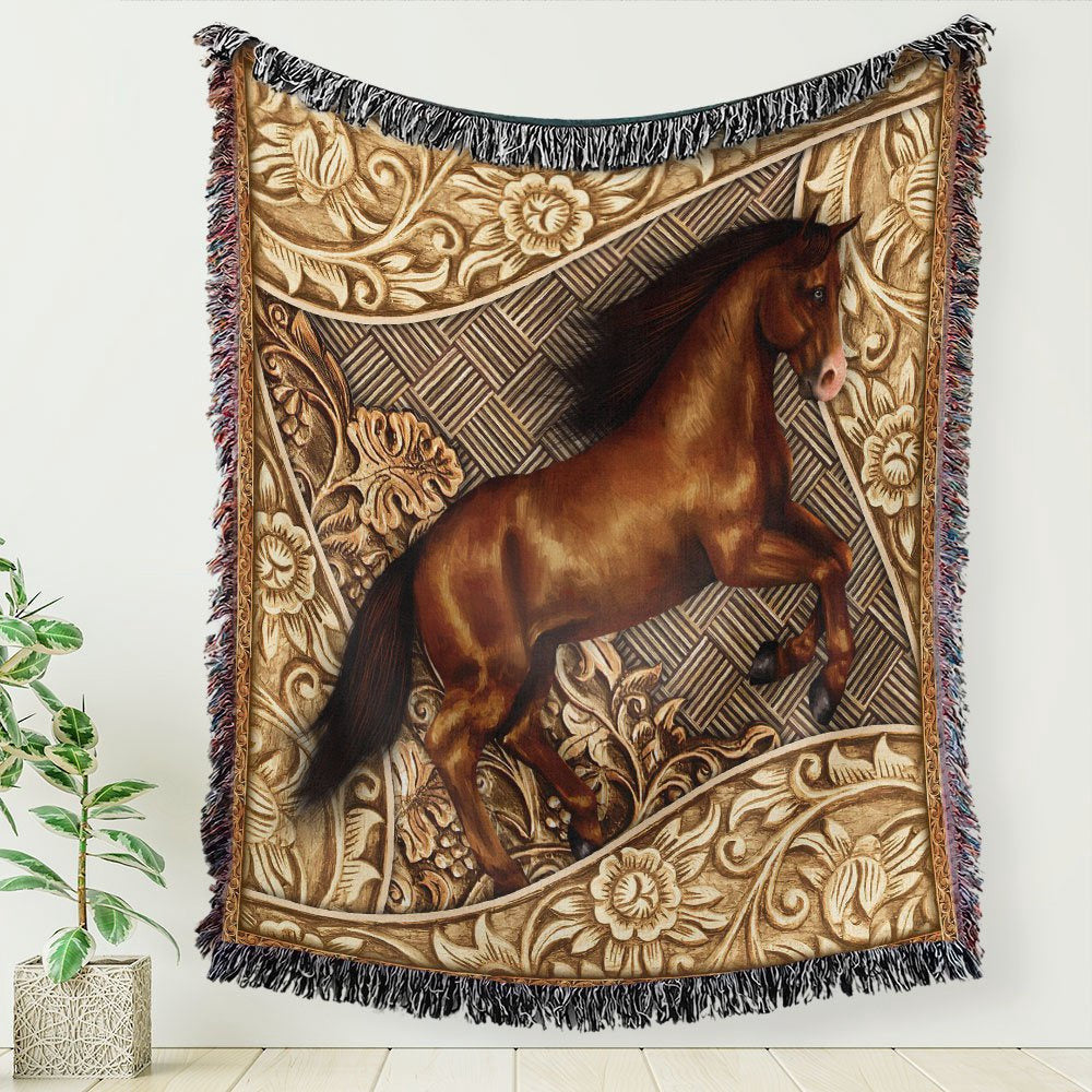 Horse All Over Printed 3D Woven Blanket, Farm Blanket, Farm Animal Blanket