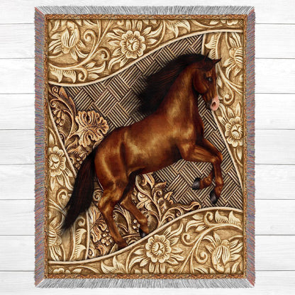 Horse All Over Printed 3D Woven Blanket, Farm Blanket, Farm Animal Blanket