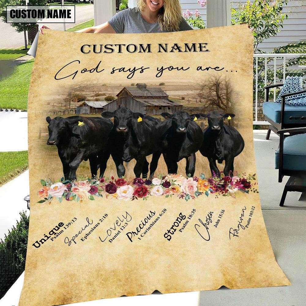 God Says You Are Personalized Name Brangus Blanket, Farm Blanket, Farm Animal Blanket