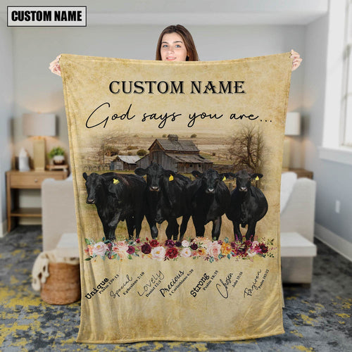 God Says You Are Personalized Name Brangus Blanket, Farm Blanket, Farm Animal Blanket
