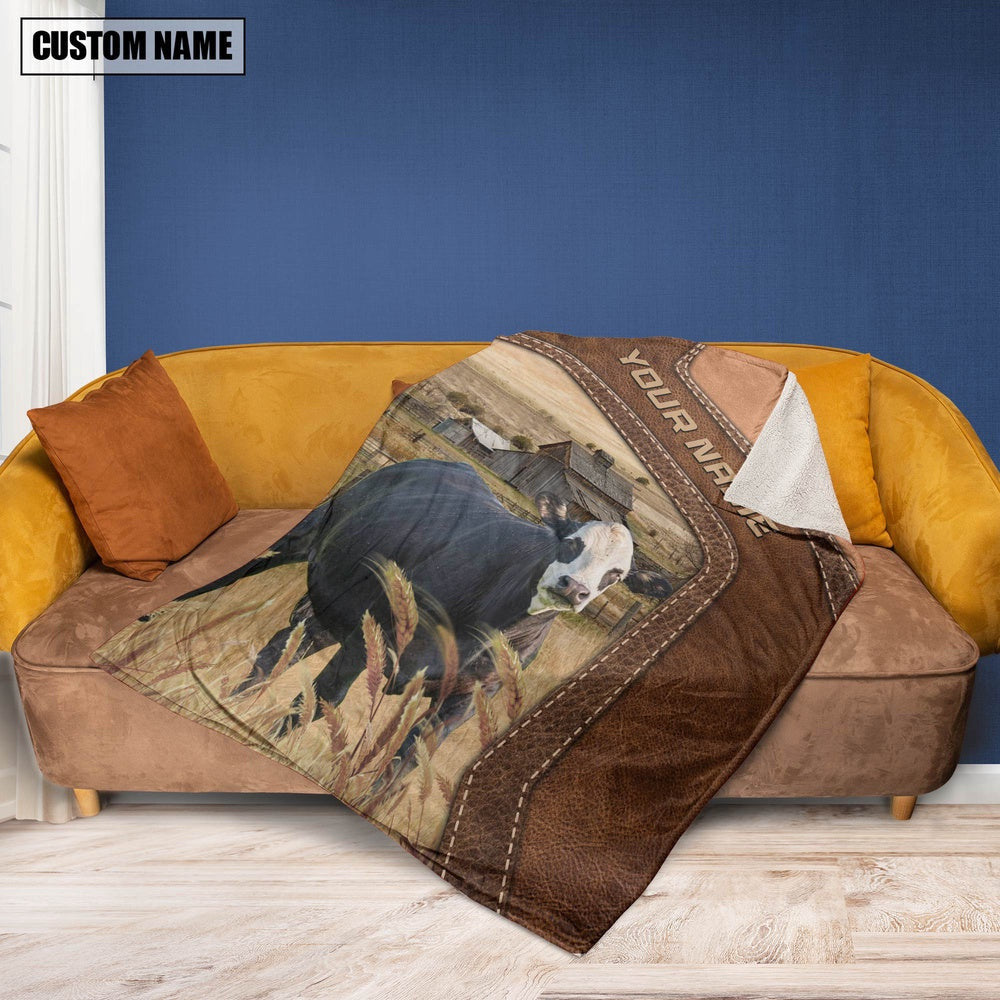 Big Custom Name Black Baldy Blanket, Farm Blanket, Farm Animal Blanket