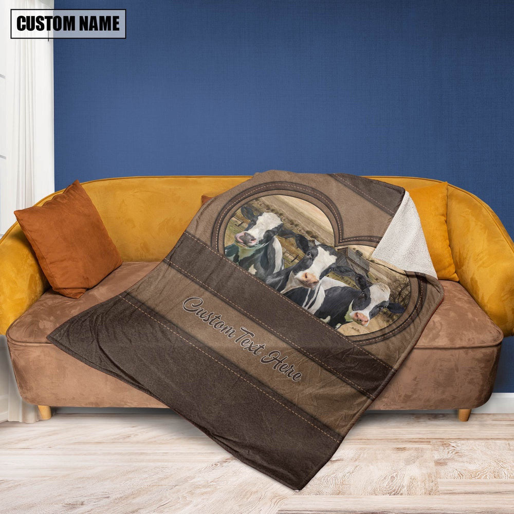 Holstein In Heart Personalized Name Blanket, Farm Blanket, Farm Animal Blanket