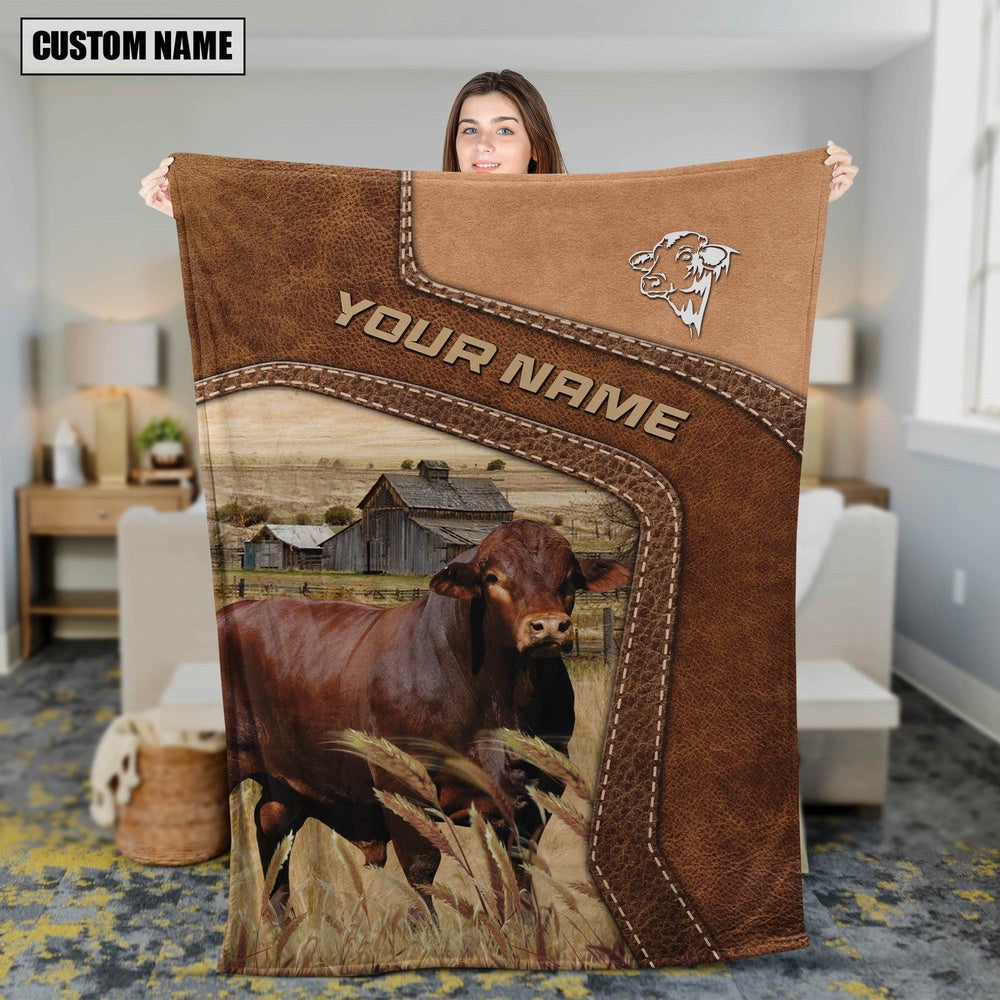 Big Custom Name Beefmaster Blanket, Farm Blanket, Farm Animal Blanket