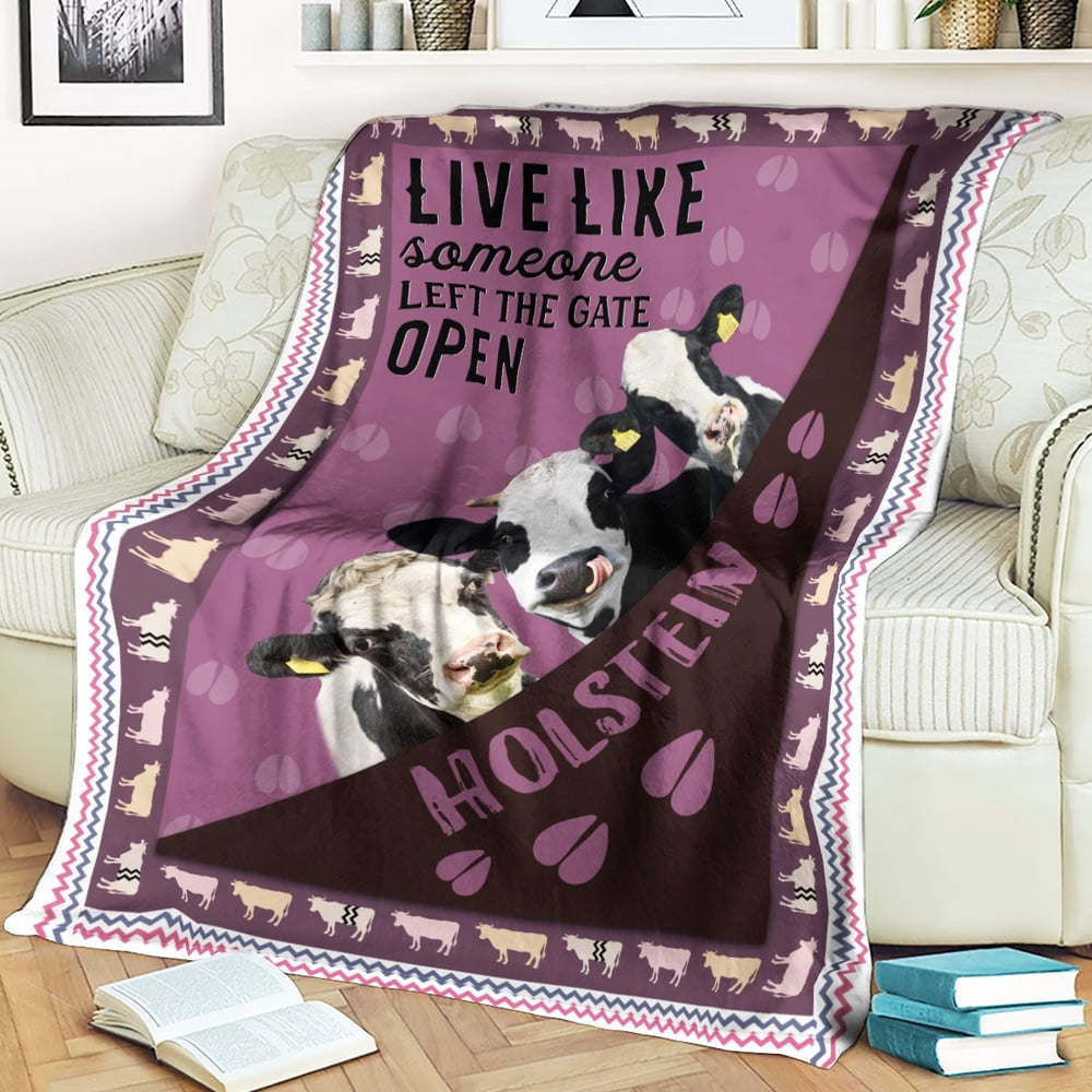 Holstein Hoof Pattern Purple Background Blanket, Farm Blanket, Farm Animal Blanket