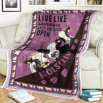 Holstein Hoof Pattern Purple Background Blanket, Farm Blanket, Farm Animal Blanket