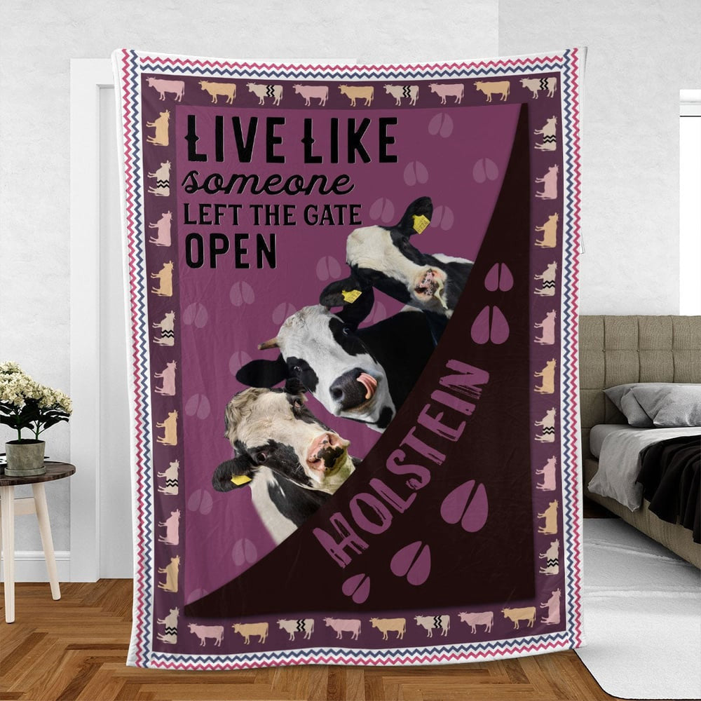 Holstein Hoof Pattern Purple Background Blanket, Farm Blanket, Farm Animal Blanket