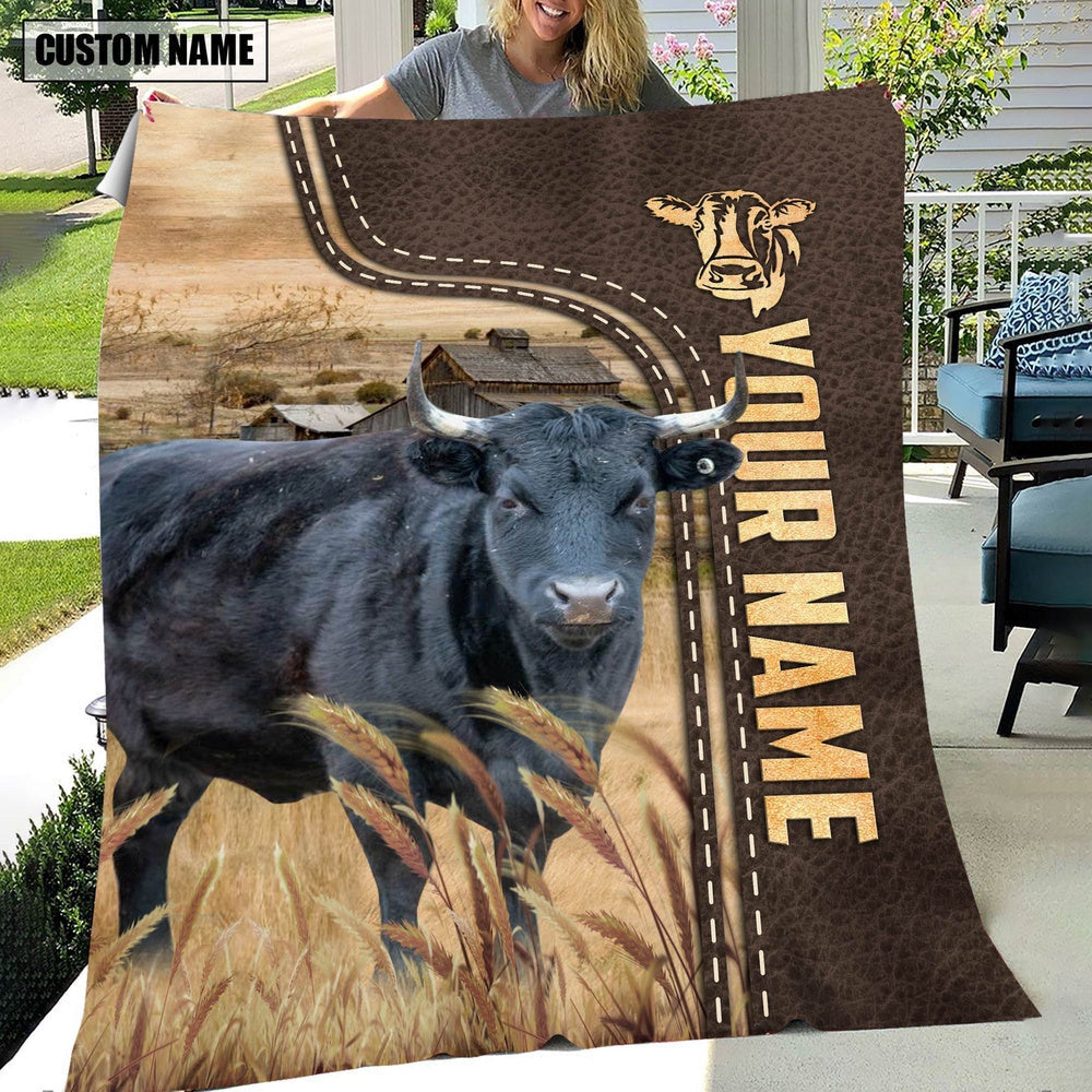 Personalized Name Dexter Leather Pattern Blanket, Farm Blanket, Farm Animal Blanket