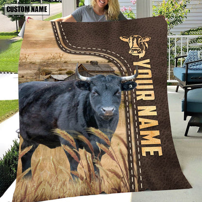 Personalized Name Dexter Leather Pattern Blanket, Farm Blanket, Farm Animal Blanket