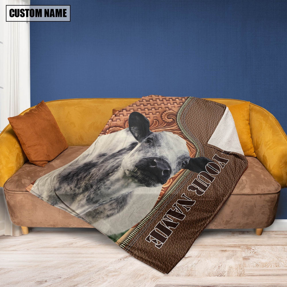Custom Name Speakle Park Leather Carving Blanket, Farm Blanket, Farm Animal Blanket