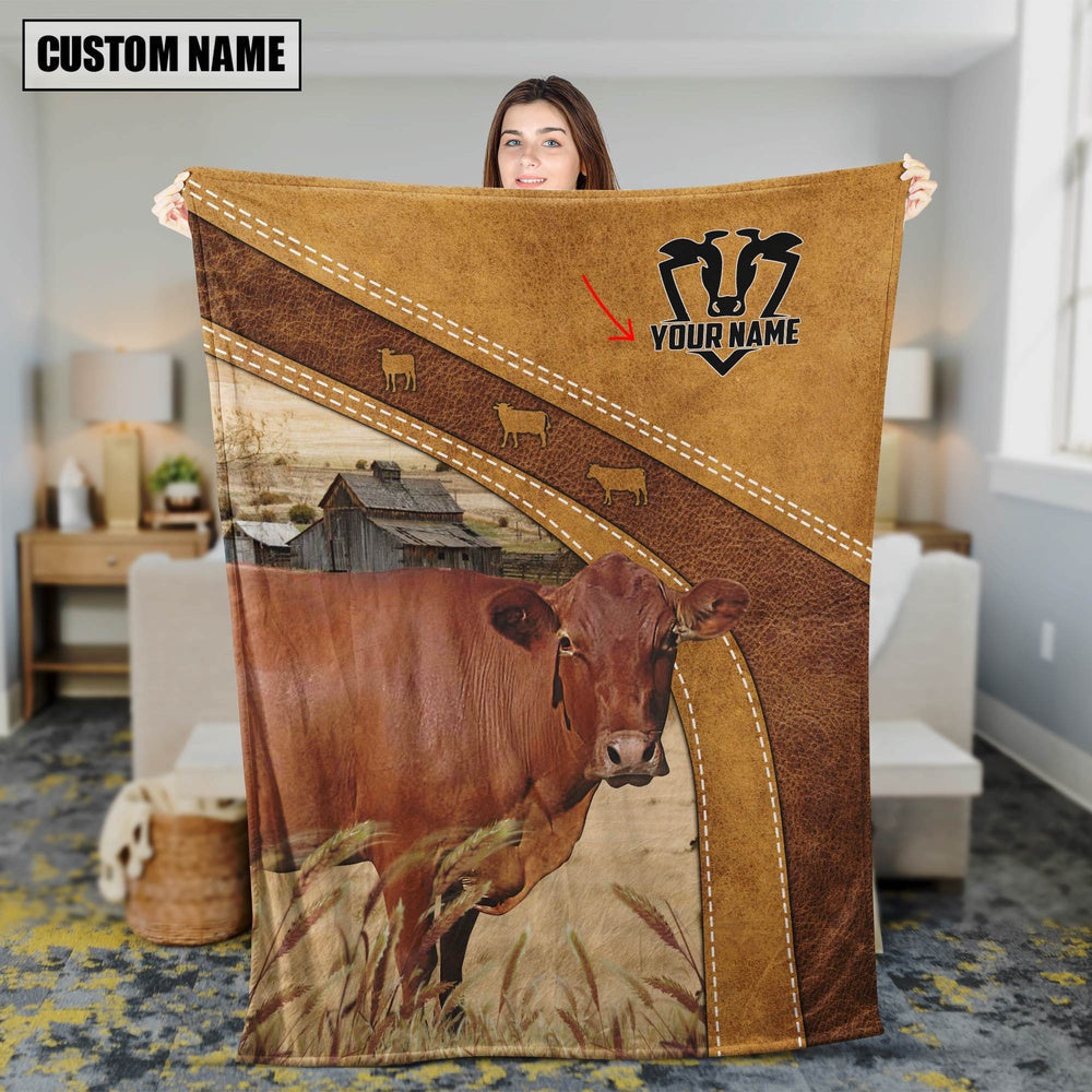 Personalized Name Barzona In Field Farmhouse Blanket, Farm Blanket, Farm Animal Blanket