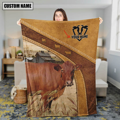Personalized Name Barzona In Field Farmhouse Blanket, Farm Blanket, Farm Animal Blanket