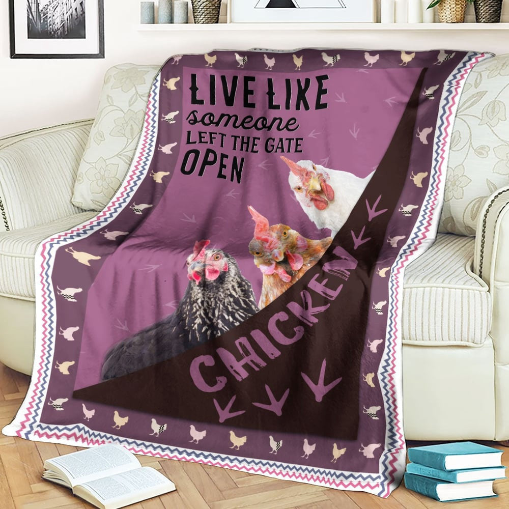 Chicken Foot Pattern Purple Background Blanket, Farm Blanket, Farm Animal Blanket