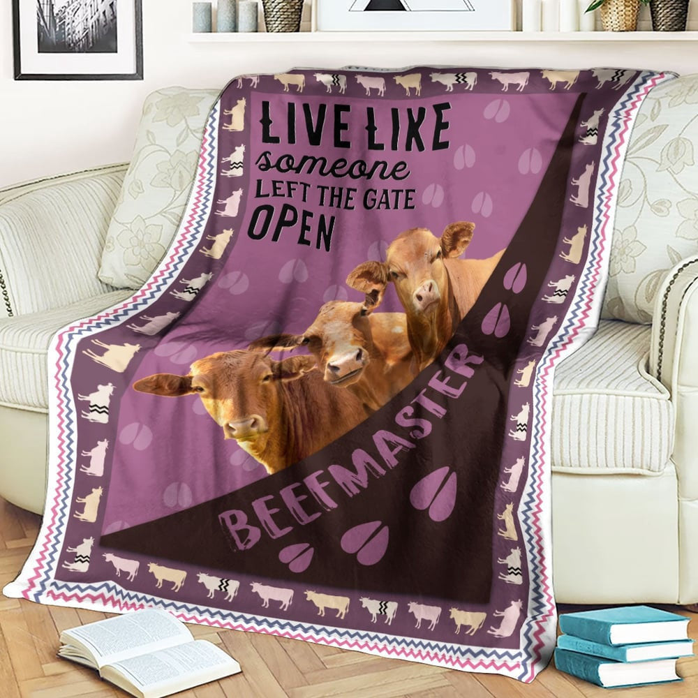 Beefmaster Hoof Pattern Purple Background Blanket, Farm Blanket, Farm Animal Blanket