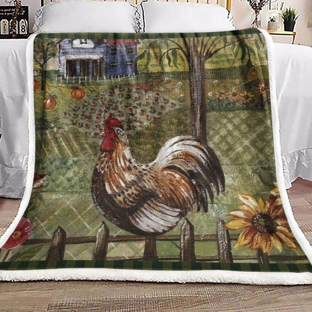 Rooster Chickens Farmhouse 3D Blanket, Farm Blanket, Farm Animal Blanket
