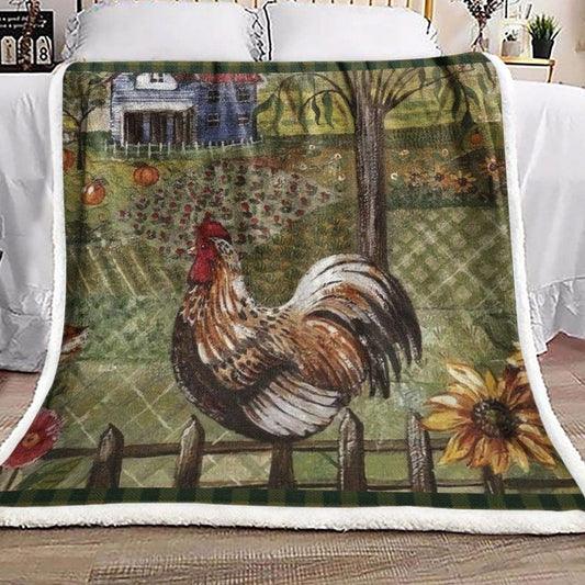 Rooster Chickens Farmhouse 3D Blanket, Farm Blanket, Farm Animal Blanket