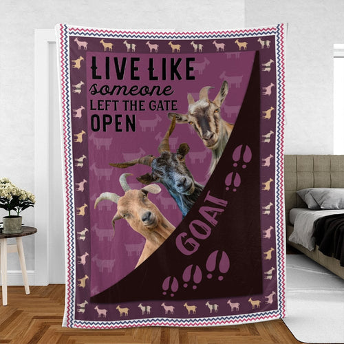 Goat Hoof Pattern Purple Background Blanket, Farm Blanket, Farm Animal Blanket
