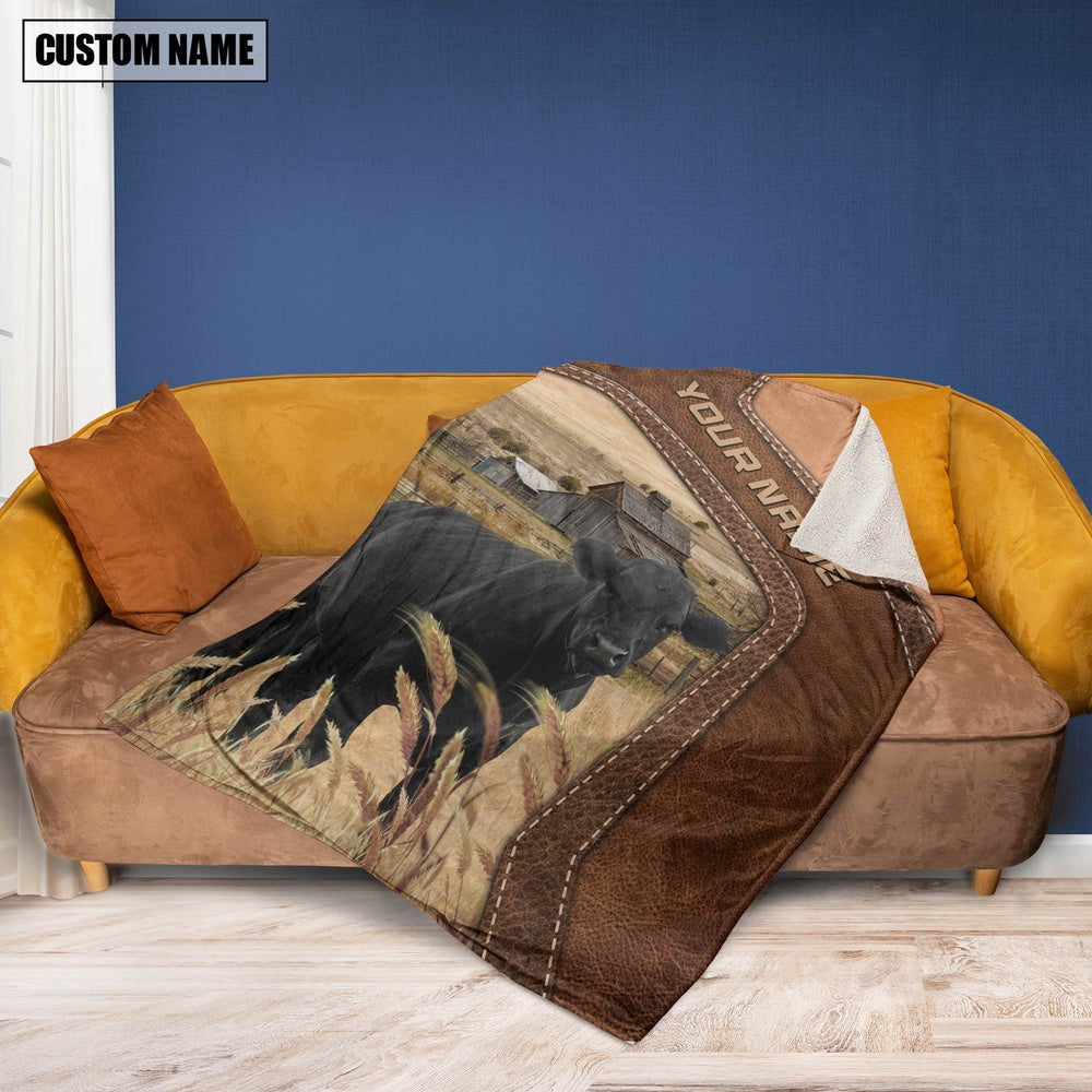 Big Custom Name Black Angus Blanket, Farm Blanket, Farm Animal Blanket