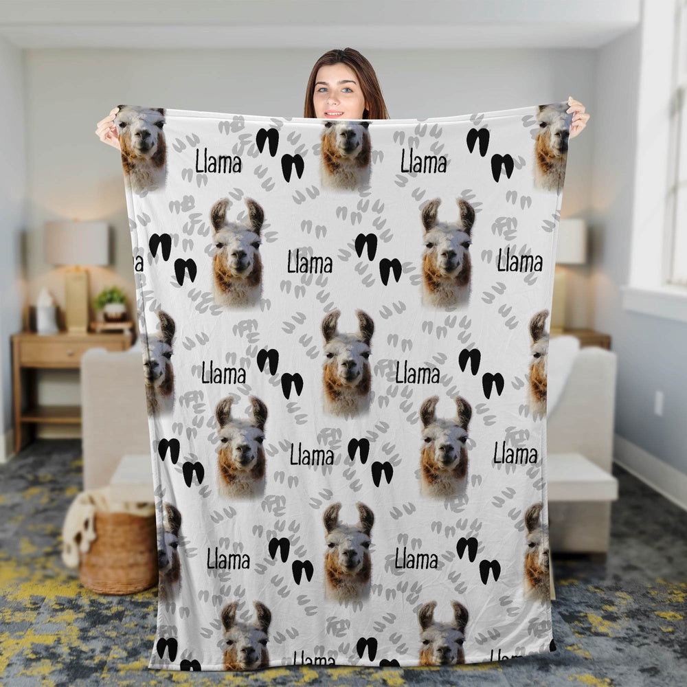 Llama Happy Pattern Blanket, Farm Blanket, Farm Animal Blanket
