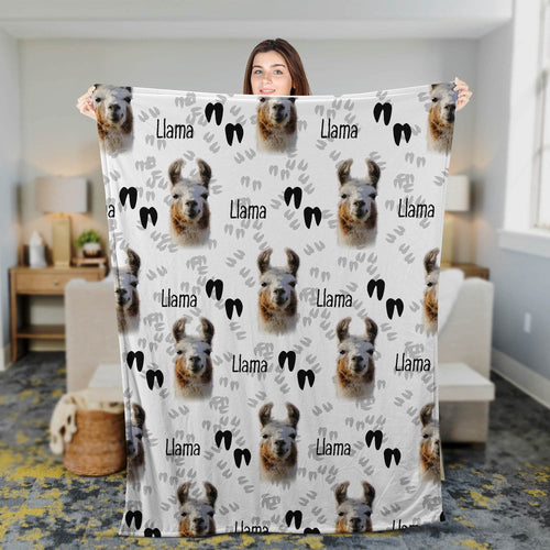 Llama Happy Pattern Blanket, Farm Blanket, Farm Animal Blanket