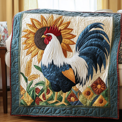 Sunflower Majesty Rooster Quilted Blanket GFTOHD3491