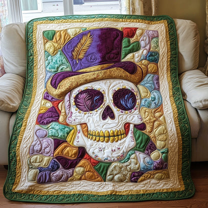 Mardi Gras Skull Quilted Blanket GFTOAB3490