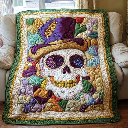 Mardi Gras Skull Quilted Blanket GFTOAB3490