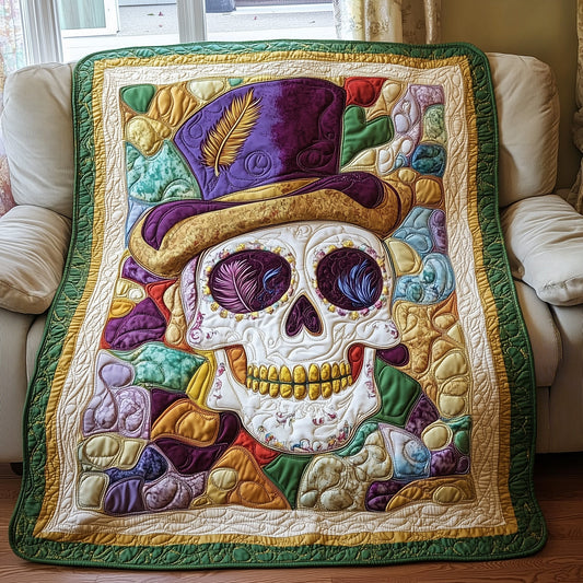 Mardi Gras Skull Quilted Blanket GFTOAB3490