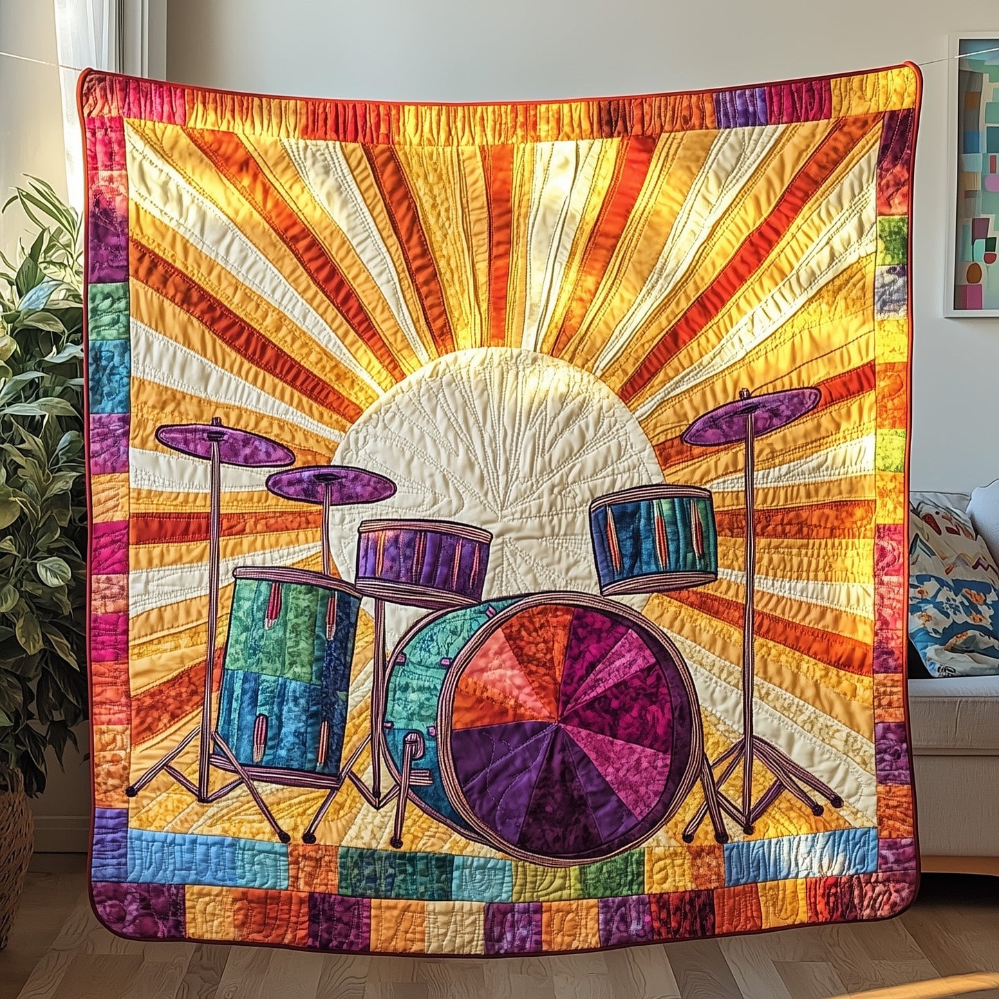 Sunshine Drum Set Quilted Blanket GFTOTP4239