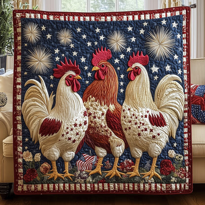 Roosters Patriotic Pride Quilted Blanket GFTOHD3488