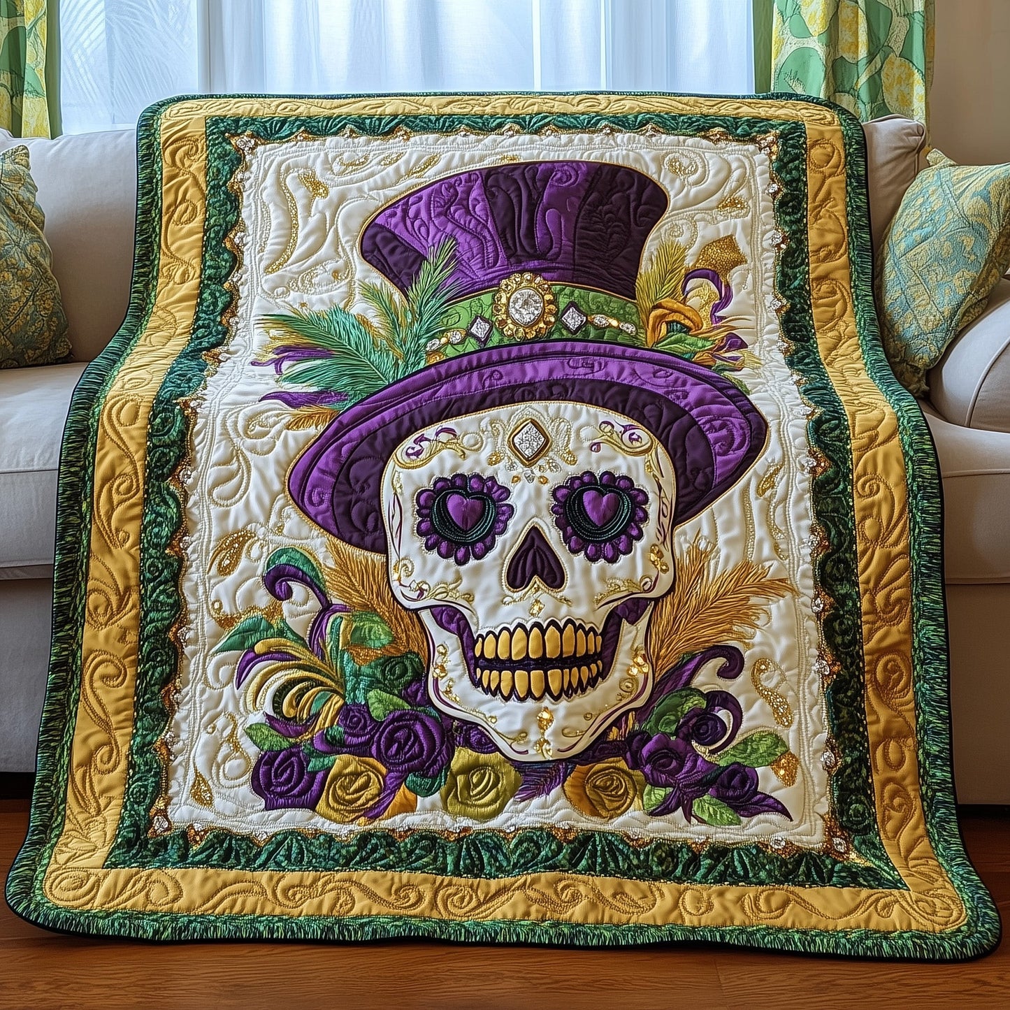Masquerade Skull Quilted Blanket GFTOAB3484