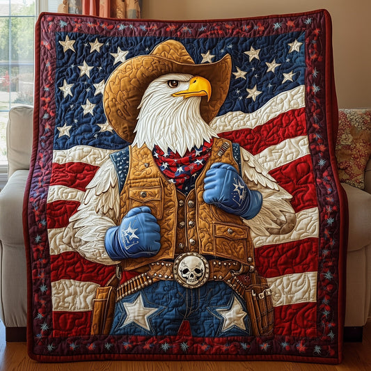 Bald Eagle Cowboy Quilted Blanket GFTOHD3420
