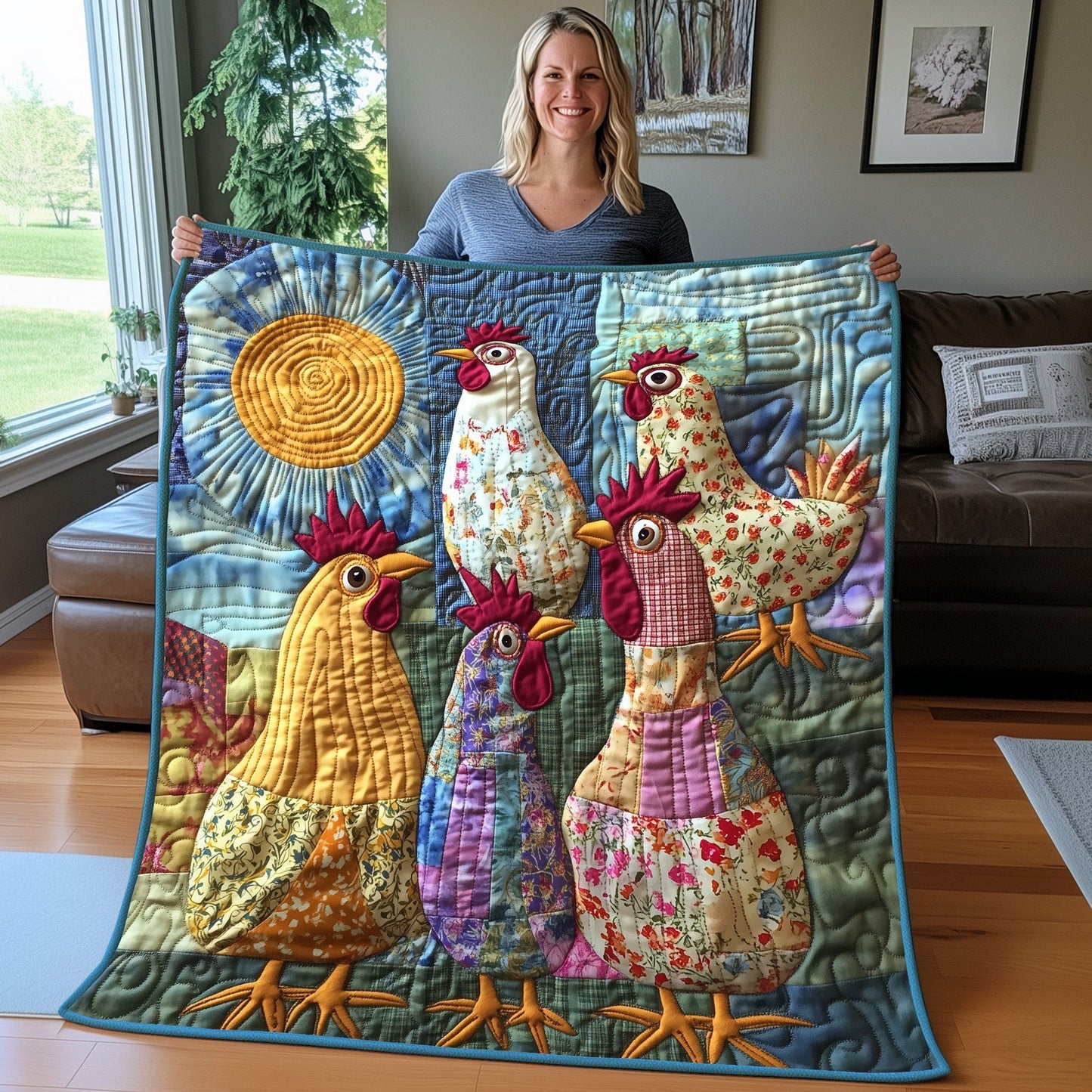 Whimsical Rooster Quilted Blanket GFTOTP4315