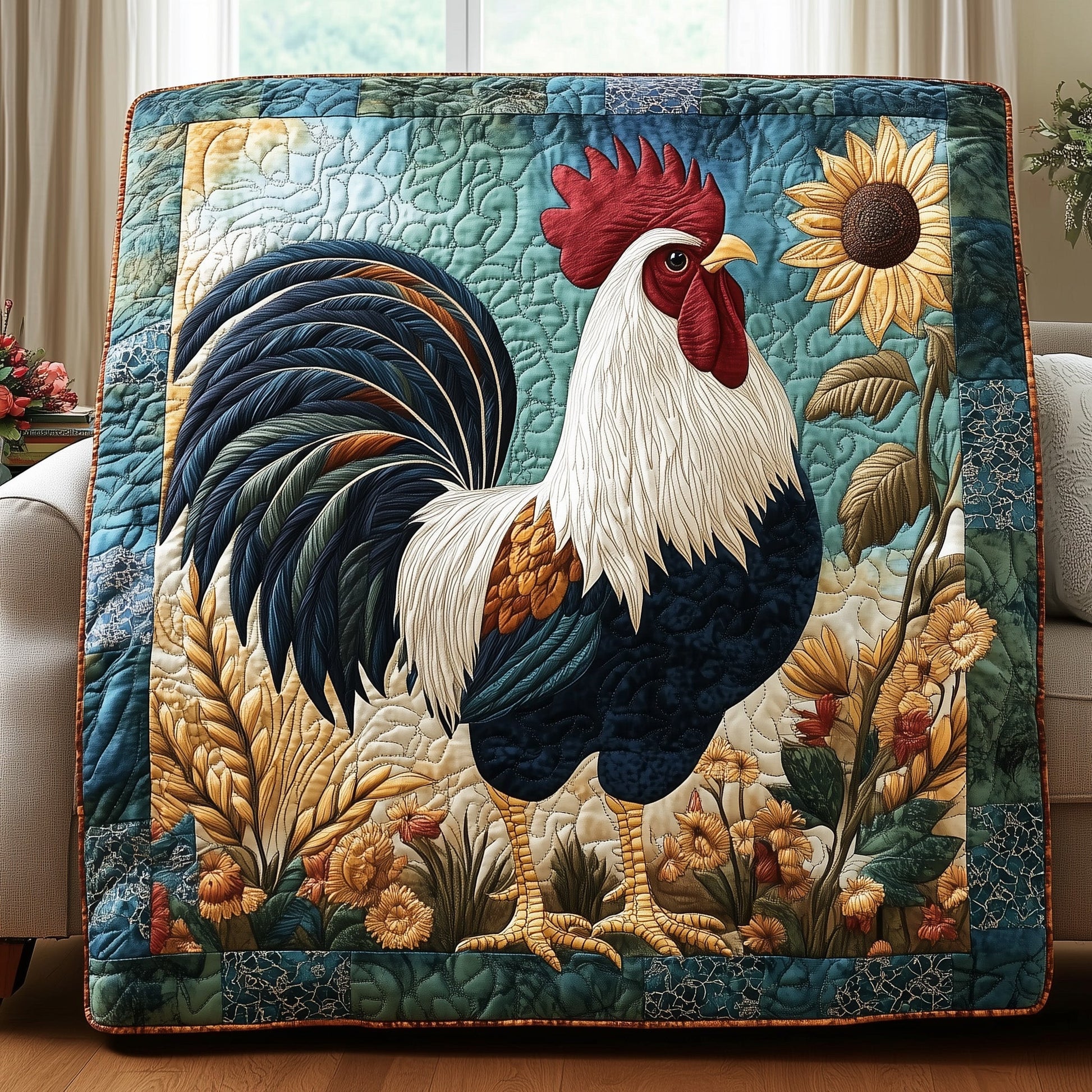 Happy Chicken Farm Quilted Blanket GFTOHD3520