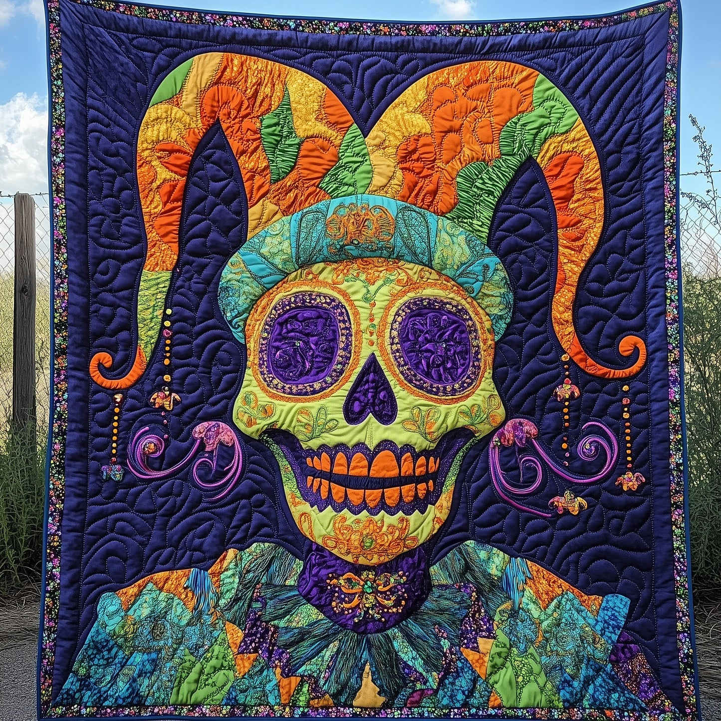 Skull Jester Parade Quilted Blanket GFTOAB3493